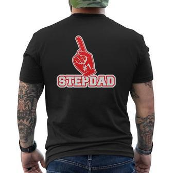 1 Stepdad Number One Foam Finger Father Tee Mens Back Print T-shirt | Mazezy
