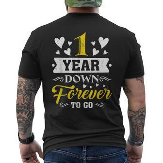 1 Year Down Forever To Go 1St Wedding Anniversary Couples Men's T-shirt Back Print - Monsterry AU