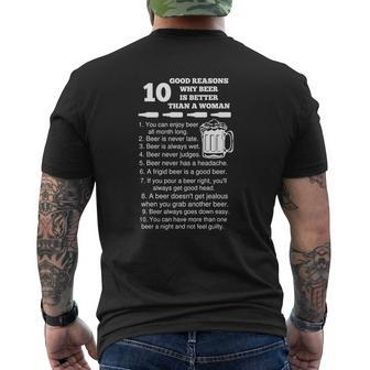 10 Good Reasons Why Beer Is Better Than A Woman Mens Back Print T-shirt - Thegiftio UK