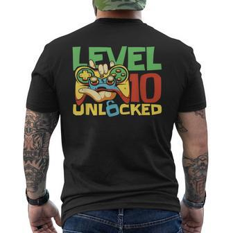 10 Year Old Gamer Gaming 10Th Birthday Level 10 Unlocked Men's T-shirt Back Print | Mazezy AU