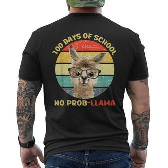 100 Day Of School No Probllama Llama Alpaca Math Nerd Mens Back Print T-shirt - Seseable