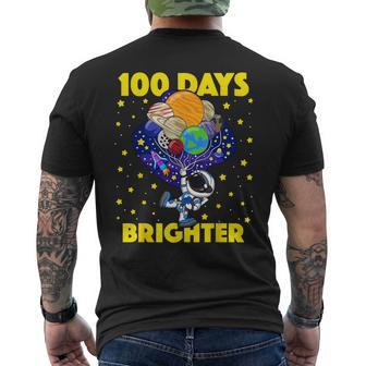 100 Days Brighter 100Th Day Of School Astronaut Space Men's T-shirt Back Print - Thegiftio UK