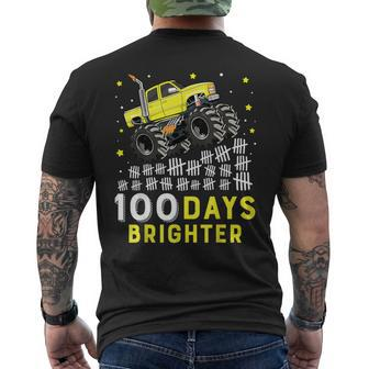 100 Days Brighter Monster Truck 100 Days Of School 100Th Day Men's T-shirt Back Print - Monsterry