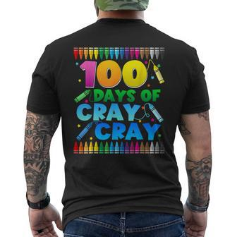 100 Days Of Cray Cray Crayon 100Th Day Of School Boys Girls Men's T-shirt Back Print | Mazezy