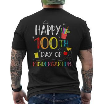 100 Days Of Kindergarten Happy 100Th Day Of School Teachers Men's T-shirt Back Print - Seseable