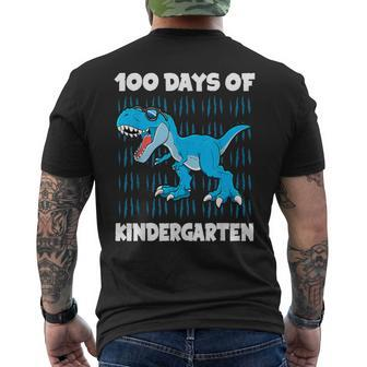 100 Days Of Kindergarten Trex Dinosaur 100Th Day School Boys Men's T-shirt Back Print - Thegiftio UK