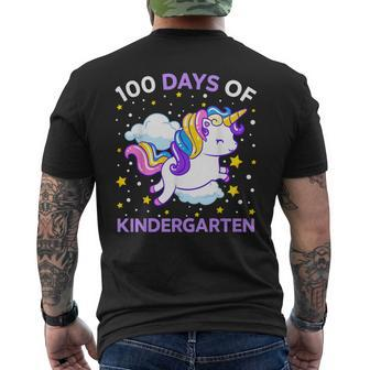 100 Days Of Kindergarten Unicorn Girls 100 Days Of School Men's T-shirt Back Print - Seseable