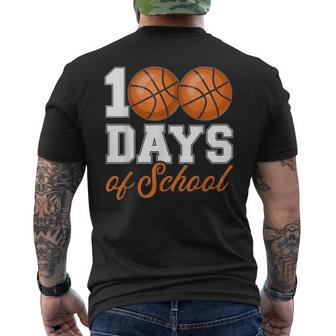 100 Days Of School For 100Th Day Basketball Student Teacher Men's T-shirt Back Print | Mazezy