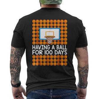 100 Days Of School Basketball 100Th Day Balls For Boys Men's T-shirt Back Print | Mazezy