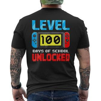 100 Days Of School Boys 100Th Day Of School Level Unlocked Men's T-shirt Back Print | Mazezy