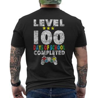 100 Days Of School Completed Gamer Boy Level Up Gaming V3 Mens Back Print T-shirt - Thegiftio UK