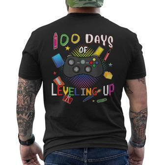100 Days Of School Leveling Up Video Gamer 100Th Day Men's T-shirt Back Print - Monsterry