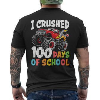 100 Days Of School Monster Truck Boys 100Th Day Of School Men's T-shirt Back Print - Seseable