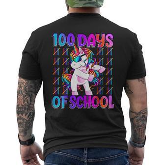 100 Days Of School Unicorn 100 Days Smarter 100Th Day Men's T-shirt Back Print - Monsterry CA