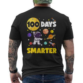 100 Days Smarter 100Th Day Of School Astronaut Space Boys Men's T-shirt Back Print | Mazezy