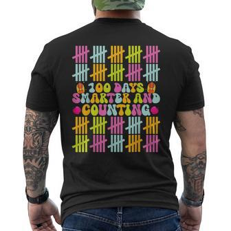 100 Days Smarter Counting Tally Marks 100Th Day Of School Men's T-shirt Back Print - Monsterry DE