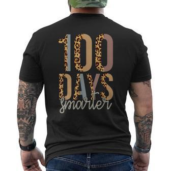 100 Days Smarter Happy 100Th Day Of School Leopard Print Men's T-shirt Back Print - Monsterry DE