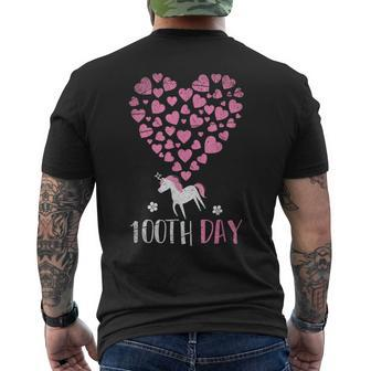 100Th Day Heart Unicorn Love Student 100 Days Of School Men's T-shirt Back Print - Monsterry UK