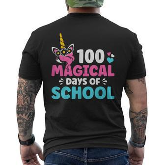 100Th Day Of Kindergarten For Girls 100 Magical Days Unicorn Men's T-shirt Back Print | Mazezy