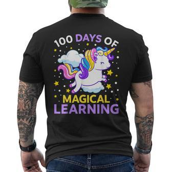 100Th Day Of School Unicorn Girls 100 Days Of Kindergarten Men's T-shirt Back Print - Seseable