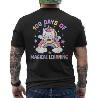 100Th Day Of School Unicorn Girls 100 Days Of School Girls Men's T-shirt Back Print | Mazezy