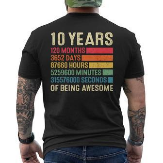 10Th Birthday 10 Years 120 Months Of Being Awesome Vintage Men's T-shirt Back Print - Monsterry