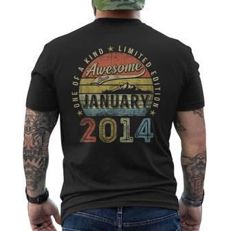 10Th Birthday Awesome Since January 2014 10 Year Old Men's T-shirt Back Print - Monsterry