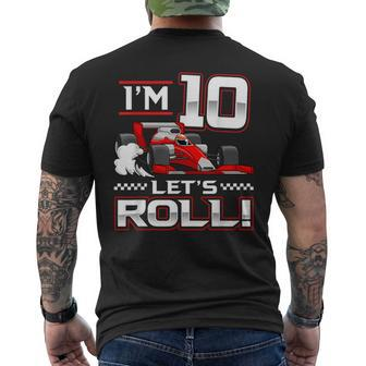 10Th Birthday Race Car 10 Year Old Let's Roll Toddler Boy Men's T-shirt Back Print - Monsterry