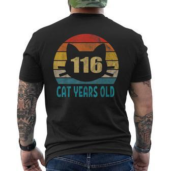 116 Cat Years Old Retro 25Th Birthday Cat Lovers Men's T-shirt Back Print - Monsterry CA