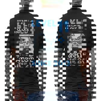 11Th Birthday Boy Level 11 Unlocked Gamer Birthday Men's T-shirt Back Print - Monsterry