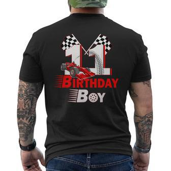 11Th Birthday Boys Race Car I 11 Year Old Men's T-shirt Back Print - Monsterry