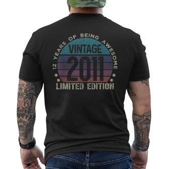 12Th Birthday 12 Year Old Vintage 2011 Limited Edition Men's T-shirt Back Print - Monsterry