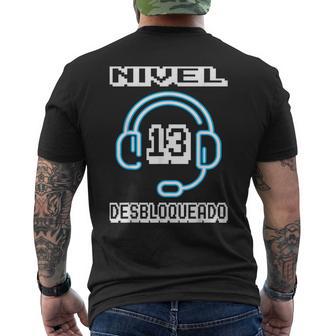 13 Años Cumpleaños Regalo Gamer Nivel 13 Desbloqueado Camiseta Hombre Estampado Espalda - Regaloses