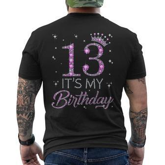 13 It's My Birthday Pink Crown Happy 13Th Birthday Girl Men's T-shirt Back Print - Monsterry UK
