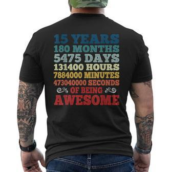 15 Years Old Of Being Awesome 15Th Birthday Retro Vintage Men's T-shirt Back Print - Monsterry CA