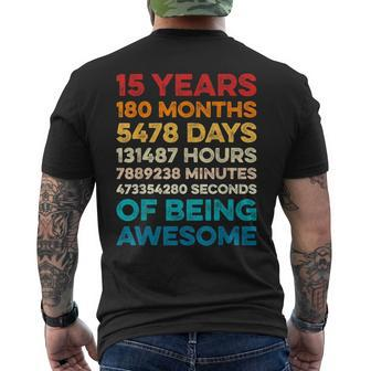15Th Birthday 15 Years Of Being Awesome Vintage 15 Years Old Men's T-shirt Back Print - Monsterry