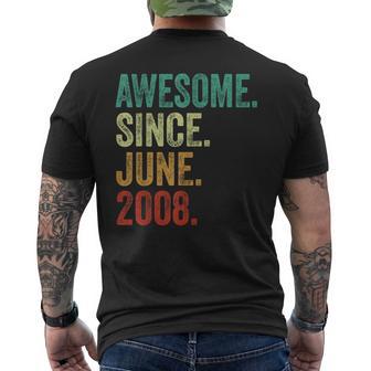 16 Years Old Awesome Since June 2008 16Th Birthday Men's T-shirt Back Print - Monsterry