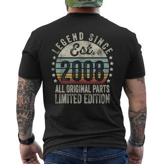 16 Years Old Bday Legend Since 2008 Vintage 16Th Birthday Men's T-shirt Back Print - Monsterry