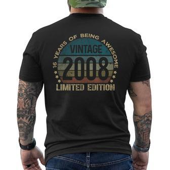 16Th Birthday 16 Year Old Vintage 2008 Limited Edition Men's T-shirt Back Print - Seseable