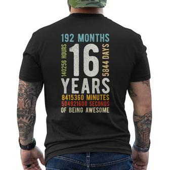 16Th Birthday 16 Years Old Vintage Retro 192 Months Men's T-shirt Back Print - Monsterry