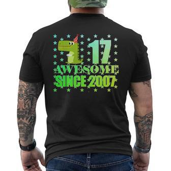 17 Year Old Boy Dinosaur T Rex Awesome Since 2007 Birthday Men's T-shirt Back Print | Mazezy CA