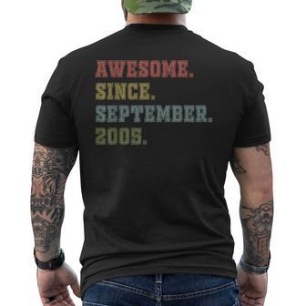 17 Years Old Awesome Since September 2005 17Th V8 Mens Back Print T-shirt - Thegiftio UK