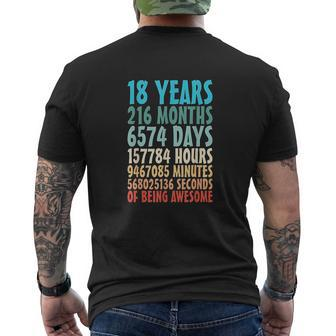 18 Years Of Being Awesome 18 Yr Old 18Th Birthday Countdown Mens Back Print T-shirt - Thegiftio UK
