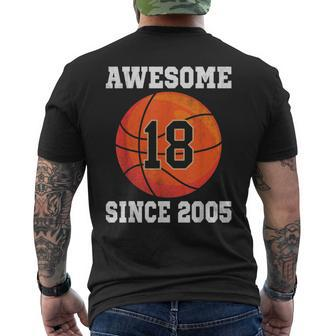 18Th Birthday Basketball Lover 18 Years Old Vintage Sports Men's T-shirt Back Print - Monsterry AU