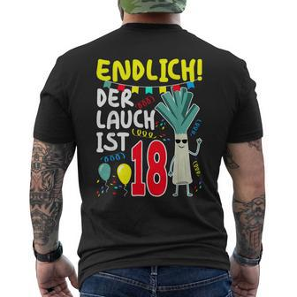 18Th Birthday Boy Der Lauch Ist Endlich 18 Jahre Black T-Shirt mit Rückendruck - Seseable