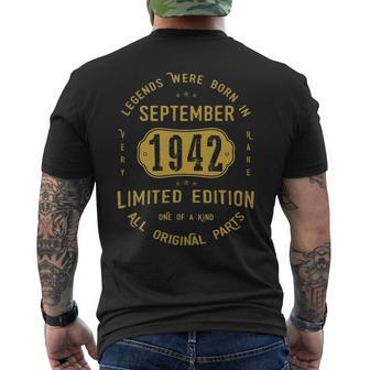 1942 September Birthday 1942 September Limited Edition Mens Back Print T-shirt - Thegiftio UK