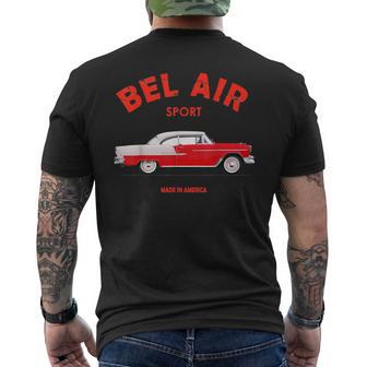 1955 55 Chevys Bel Air Sport Classic Vintage Muscle Car Men's T-shirt Back Print - Monsterry