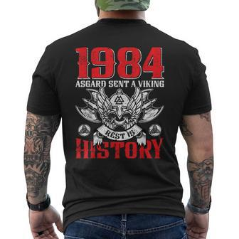 1984 Asgard Sent A Viking Wikinger 40 Geburtstag T-Shirt mit Rückendruck - Seseable
