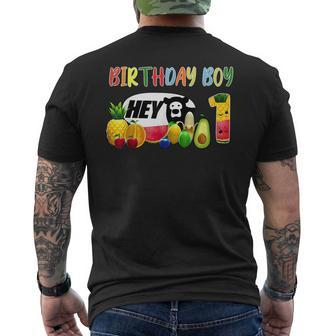 1St Birthday Boy 1 Year Old Fruit Birthday Hey Bear Men's T-shirt Back Print - Seseable