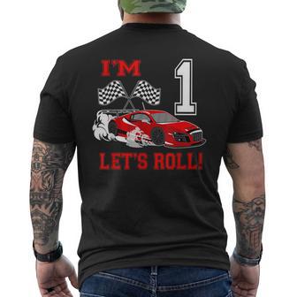 1St Birthday Race Car 1 Year Old Let's Roll Toddler Boy Men's T-shirt Back Print - Monsterry AU